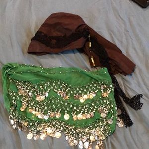 Gypsy Belly Dancer Hat Belly Coin Scarf